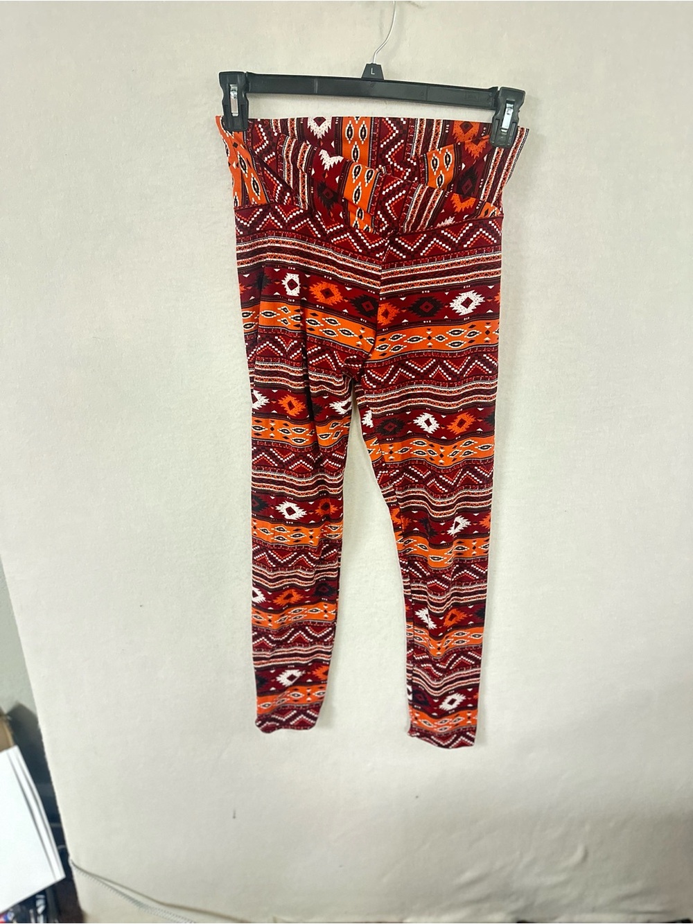 No Boundaries Aztec Stripe Leggings in Rust Orange Red Junior Large 11-13